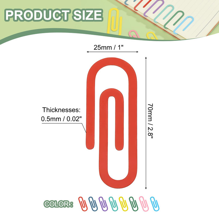 PATIKIL 2.8" Paper Clip Bookmarks, 8Pcs Metal Book Marks Page Markers Gift for Book Reading Notebook Document Office Teacher Reader, Multicolor