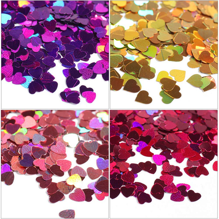 Valentine Heart Nail Glitters Sequins Heart Nail Decals 12Colors Heart Nail Art Confetti 3D Holographic Shiny Nail Flakes Acrylic Valentine's Day Nai