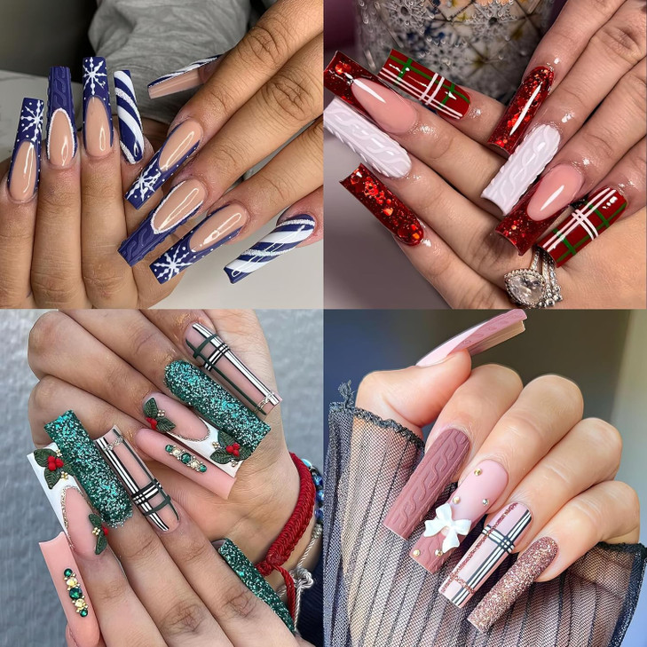 UNA GELLA No C Curve Nail Tips 504 PCS Extra Long XXL Tapered Square Nail Tips Half Cover Nails tips Straight Shape For French Acrylic Nails False Fa