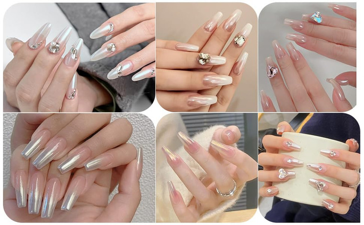 Artdone White Pearl Chrome Nail Powder,Iridescent Aurora Powder Metallic Mirror Effect Pigment Pearlescent Mermaid Pigment Pearl Glitter Dust Kit,Nai