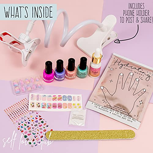 STMT Self-Love Club D.I.Y. Nail Art Studio by Horizon Group USA, 10+ Essentials for at-Home Manicure Including Nail Polishes, Soothing Hand Mask, Cut