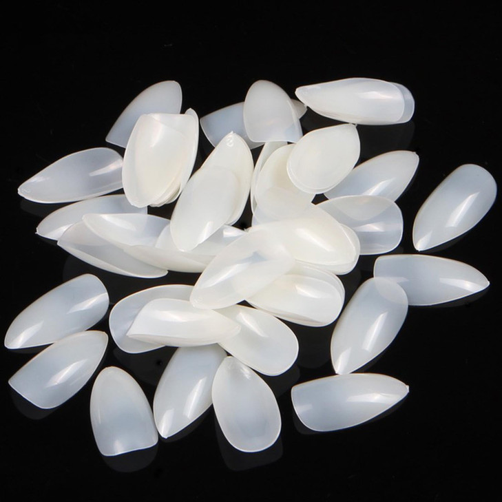 Yimart 500pcs/pack Stiletto False Nails Natural False Nails Oval Stiletto Sharp Full Nail tips Acrylic UV Gel Full Cover Nail Art Tips Decoration Nai