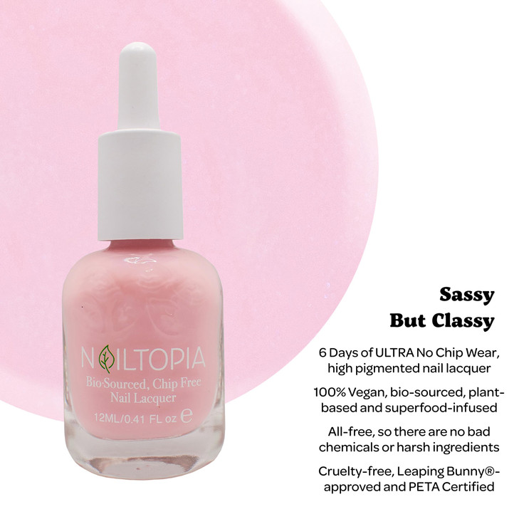 Nailtopia Bio-Sourced, Chip-Free Nail Lacquer - Fast Dry Nail Polish - Superfood-Infused - Natural Nail Polish - Sassy But Classy - 0.41 oz