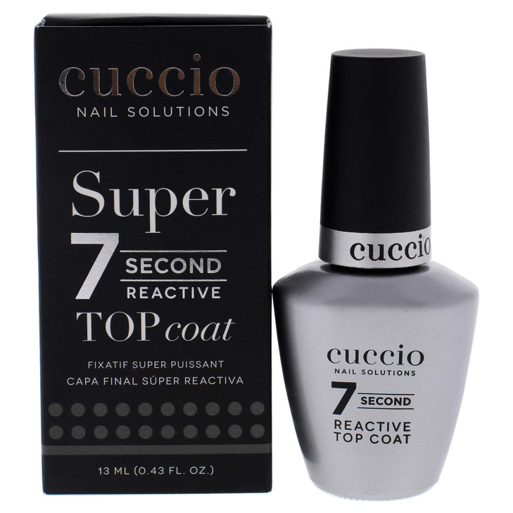 Cuccio Colour Super 7 Second Nail Top Coat - Super Quick Drying Formula - Creates A High Gloss Finish With Incredible Long-Lasting Durability - Formu