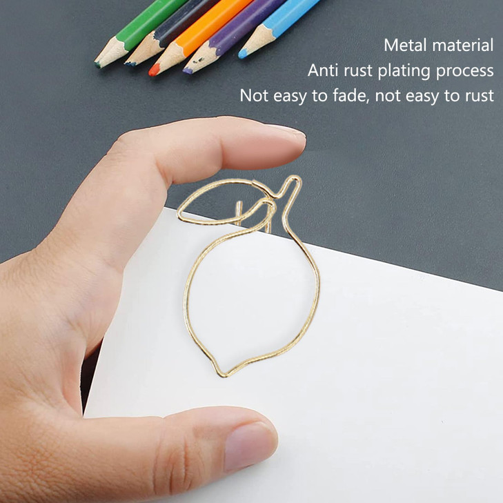 100Pcs Gold Shaped Paper Clips, Cute Design Bookmark Clips with A Transparent Box for Office School Home Marking and Organizing