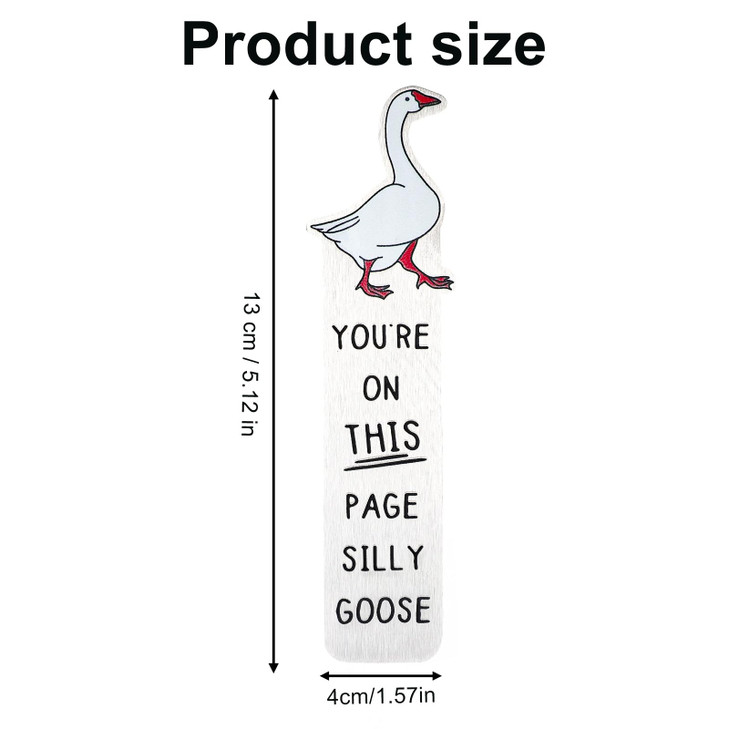 Silly Goose Bookmark, 5.12x1.57 Inch Funny Cute Silly Goose Book Marks Practical Fun Reading Accessories Women Office School Supplies for Bookish Gif