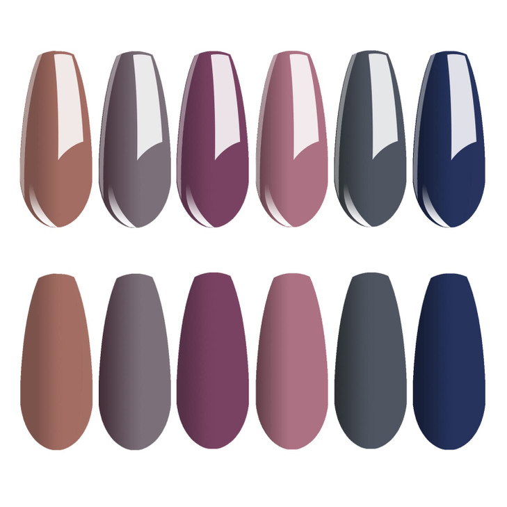 Vishine Fall-Winter Gel Nail Polish Set - 6 Colors Grey Purple Gel Polish Kit Nail Gel Polish Set, Soak Off UV LED Nail Gel Required, 8ml Each Bottle