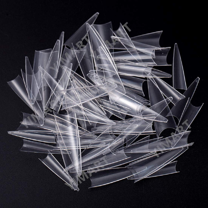YIMART 500pcs Acrylic Medium Long Stiletto Nail Tips Easy Coffin Nails Sharp False Nail Art Tips For Nails Salon (Clear)