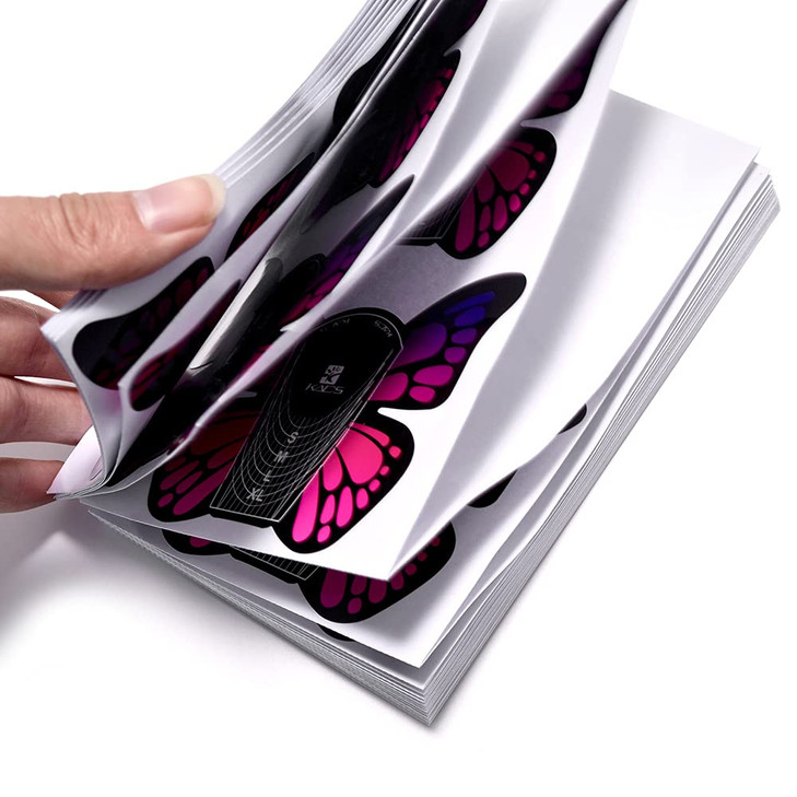 Rolabling Nail Forms Tips Extension Guide Sticker Nail Art Butterfly Sticker Gel/Acrylic Nail Polish 100 pcs (Size-1)