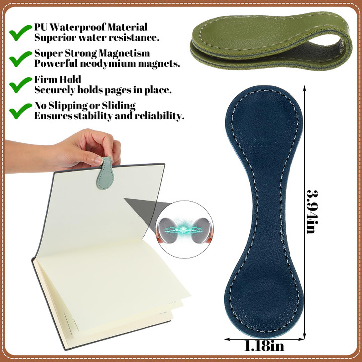 12 Pcs Leather Magnet Book Marks, Magnetic Bookmarks Vintage Magnetic Page Clips Reading Supplies Gift for Book Lovers Reading Men Women Teachers Stu