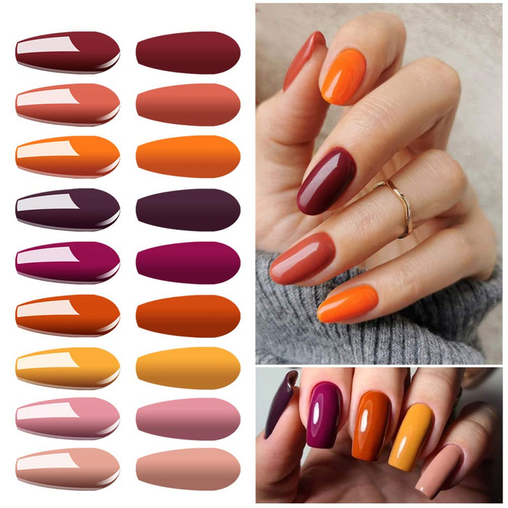Vishine 12 Pcs Gel Nail Polish Kit, Orange Yellow Red Purple Gel Nail Polish Set Colors Collection Soak off LED Nail Lamp Base Top Coat & Matte Top C