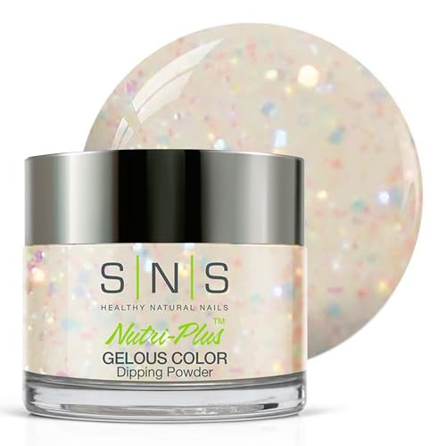 SNS Nail Dip Powder, Gelous Color Dipping Powder - Angel Dust (White/Cream, Glitter) - Long-Lasting Dip Nail Color Lasts 14 Days - Low-Odor & No UV L