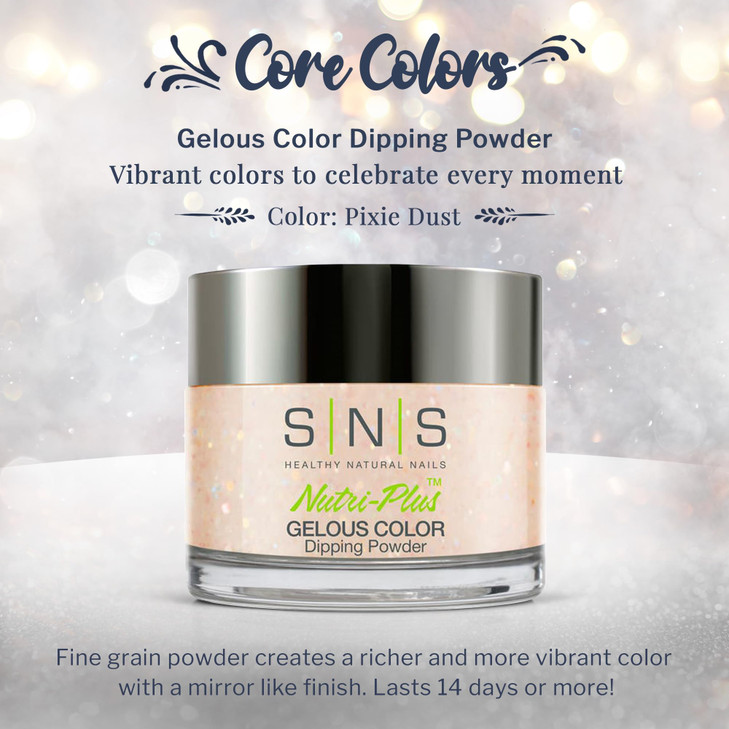 SNS Nail Dip Powder, Gelous Color Dipping Powder - Pixie Dust (Pink/Pastel, Glitter) - Long-Lasting Dip Nail Color Lasts 14 Days - Low-Odor & No UV L