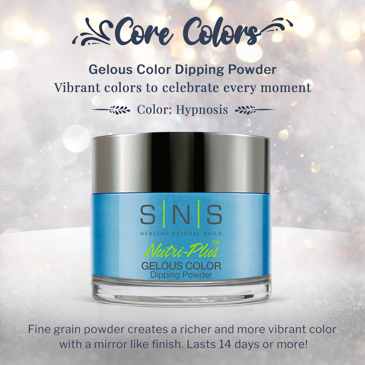 SNS Nail Dip Powder, Gelous Color Dipping Powder - Hypnosis (Blue/Shimmer) - Long-Lasting Dip Nail Color Lasts 14 Days - Low-Odor & No UV Lamp Requir