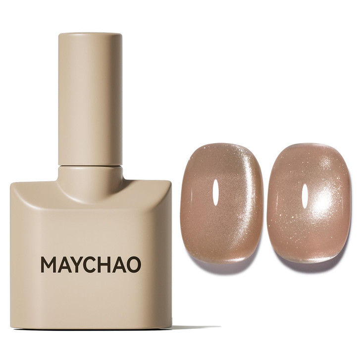 MAYCHAO 15ML Cat Eye Gel Nail Polish 1Pc Nude Gel Polish with Magnet Soak off Holographic Magnetic Nail Polish for Nail Art Manicure Salon DIY at Hom