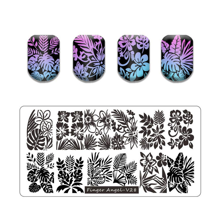 FingerAngel 13pcs Stamping Nail Art Plates set 8 Stamping Plates with 2Stamper 2Scraper 1storage bag Nails Art Stamping Plate Scraper Stamper Set Lea