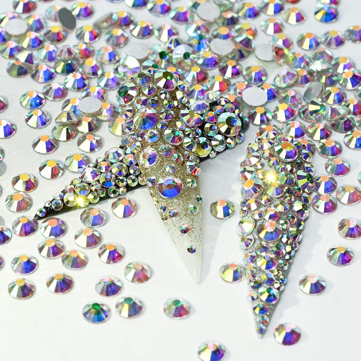 Minejin Nail Art Rhinestones AB Color Flat Back Charms Crystals Stones Super Shiny Cellphones Decorations Gems SS6 1440 Pieces