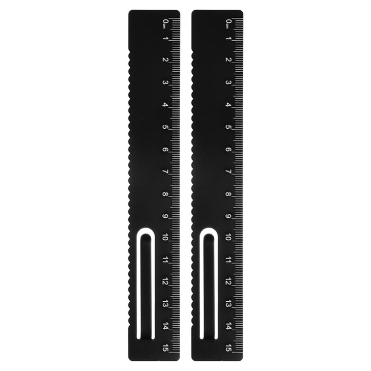 HARFINGTON 2pcs Straight Ruler 15cm Metric Metal Aluminum Alloy Measuring Bookmark Clip Ruler Scale Tool for Measure Study Reading Classroom Office,