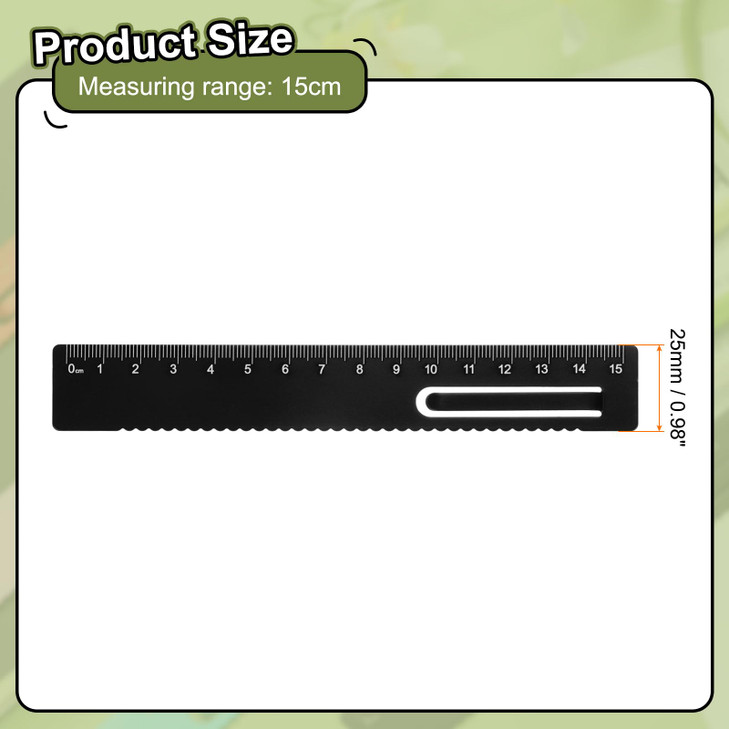 HARFINGTON 2pcs Straight Ruler 15cm Metric Metal Aluminum Alloy Measuring Bookmark Clip Ruler Scale Tool for Measure Study Reading Classroom Office,