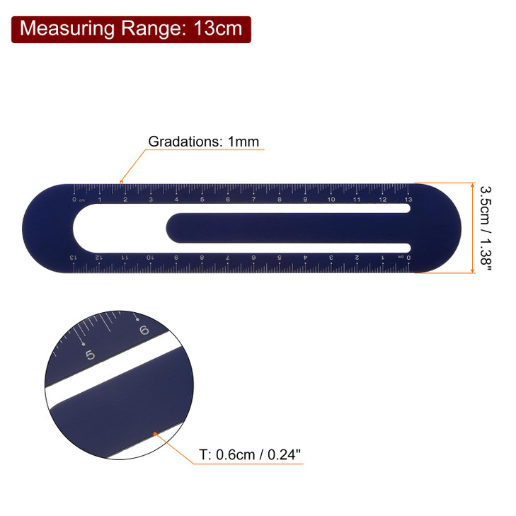 HARFINGTON Straight Ruler 13cm Metric Bookmark Clip Ruler Metal Aluminum Alloy Scale on Both Sides Measuring Scale Tool for Measure Study Reading Cla