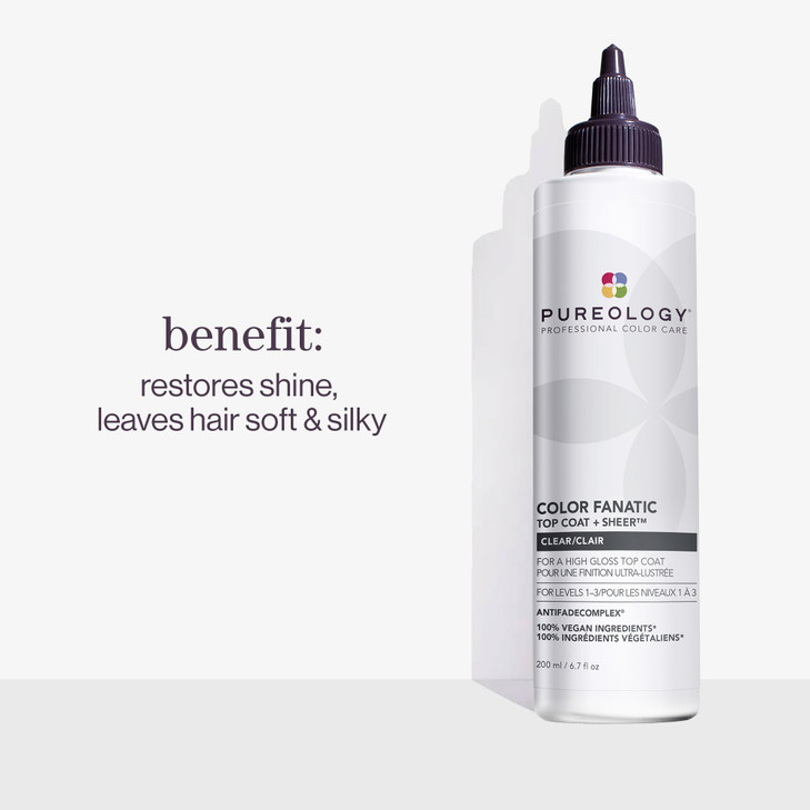 Pureology Color Fanatic Top Coat + Sheer Clear Hair Toner | Hair Gloss Treatment | Clear Hair Glaze for Brunette & Black Hair | 6.7 Fl Oz
