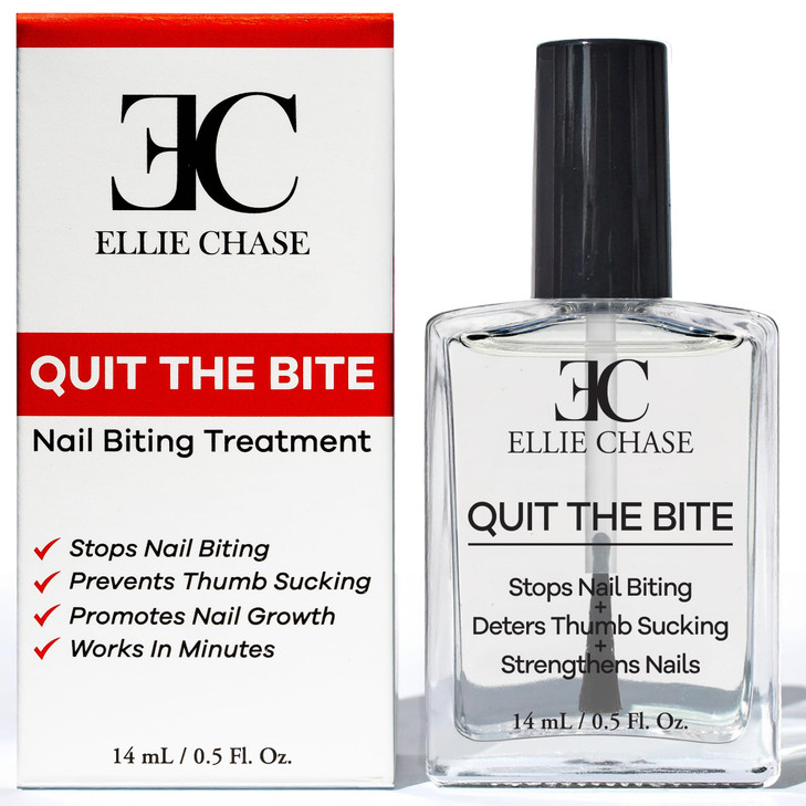 Ellie Chase Stop Nail Biting Deterrent Treatment Polish Extra Bitter Taste 0.5 Oz | Stop Putting Fingers In Your Mouth | Safe For Adults & Kids | Hel