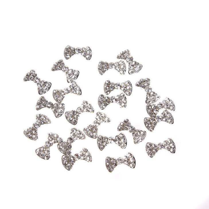 GBSTORE 20 Pcs Special Charming 3D Nail Art Designs Nail Art Bow Tie Alloy Rhinestones DIY Decoration