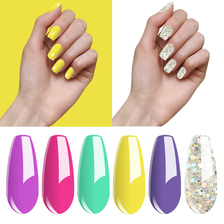 Vishine Gel Nail Polish Set Rainbow Candy 6 Colors Nail Art Gift Box, Soak Off UV LED Gel Polish Kit 6 Pcs 8ml