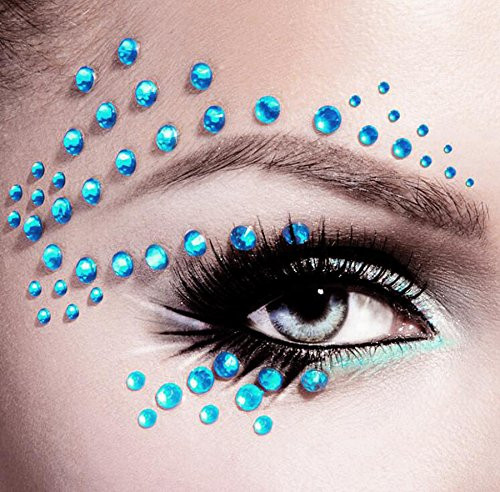 UPSTORE 91PCS 5MM/8MM/10MM/12MM Shining Self Adhesive Craft Jewels Flatback Rhinestone Crystal Gems Stickers Eyebrow Eyeshadow Body Eyes Nails Glitte