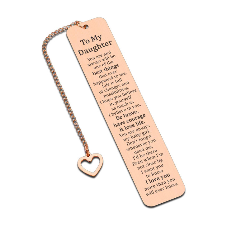Daughter Valentines Gifts College Girls Gifts to My Daughter from Mom Dad Cool Bookmark for Women 16th 18th 21st Birthday Valentines for Teen Girls B