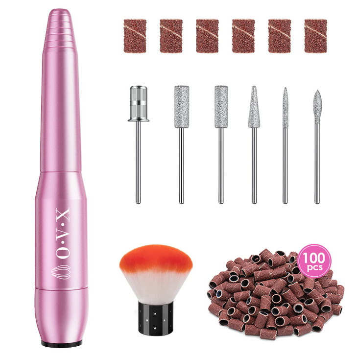 Portable Electric Nail Drill File Machine with Acrylic Nail Kit Set Professional 20000rpm Manicure Pedicure with Sanding Bands Brush for Nail Art Gel