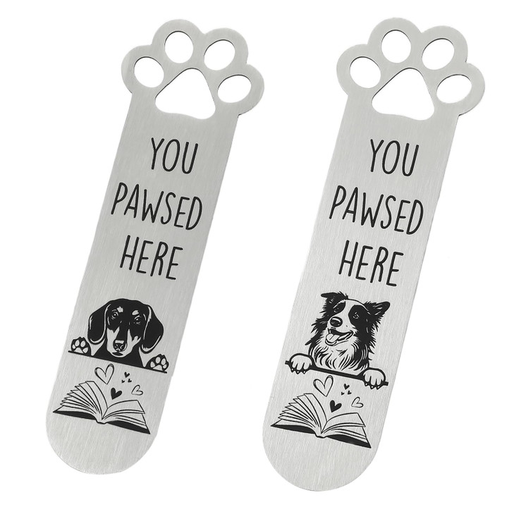 2Pcs Funny Pet Dog Paw Bookmarks, Stainless Steel Book Marks for Book Lovers Stationery Gifts for Dog Lovers Office Supplies Birthday Gifts for Your