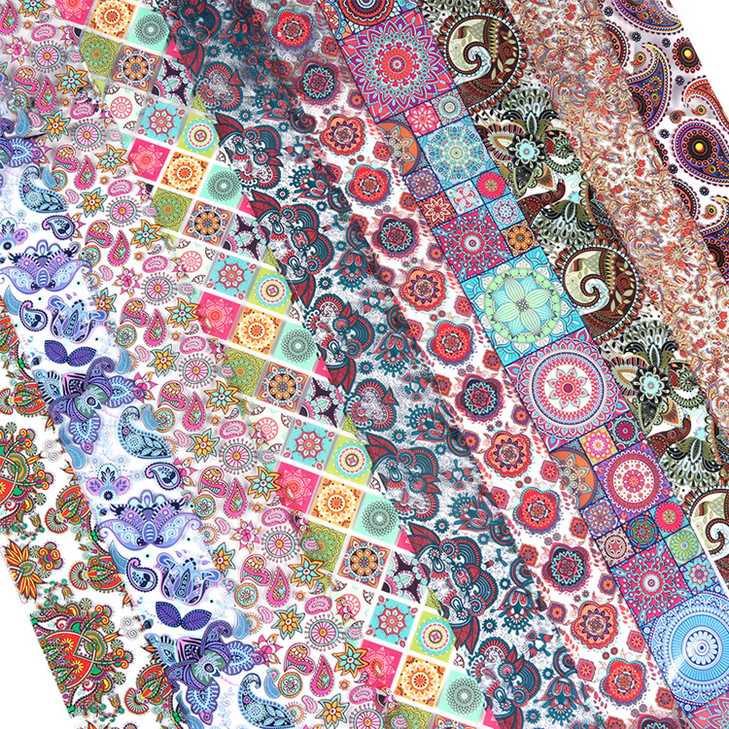 TBRZTR Nail Foil Transfer Stickers Decals Holographic Colorful Geometry Flowers Nail Art Design Nail Film Nails Supplies Set for Women Acrylic Finger