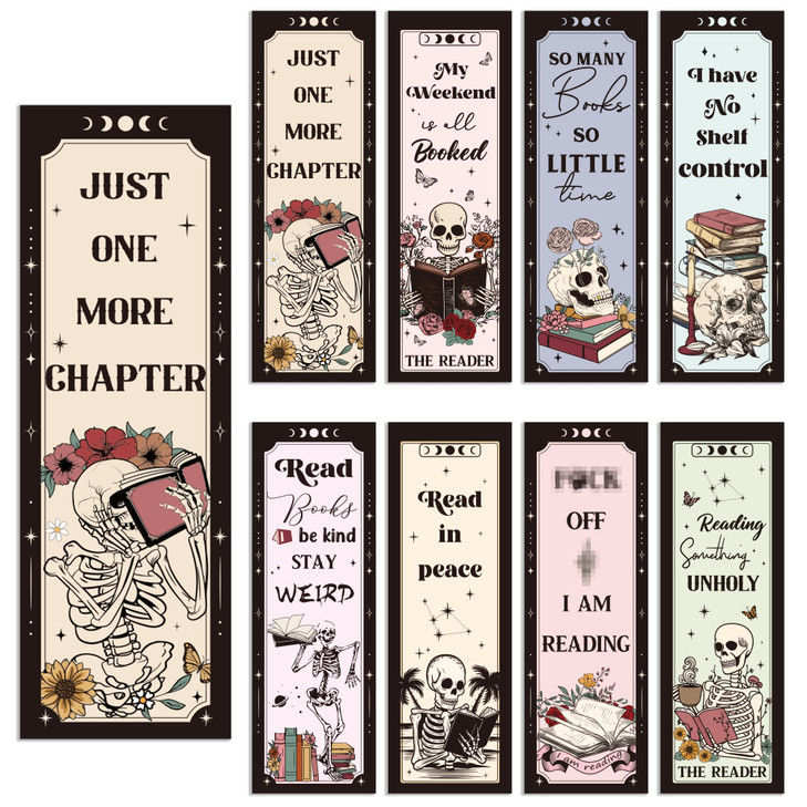 Gothic Skull Bookmarks Gifts: 40 Pcs Skeleton Reading Book Marks Bulk, Horror Theme Page Marker Clips for Women Men Book Lovers, Spooky Gifts for Hal