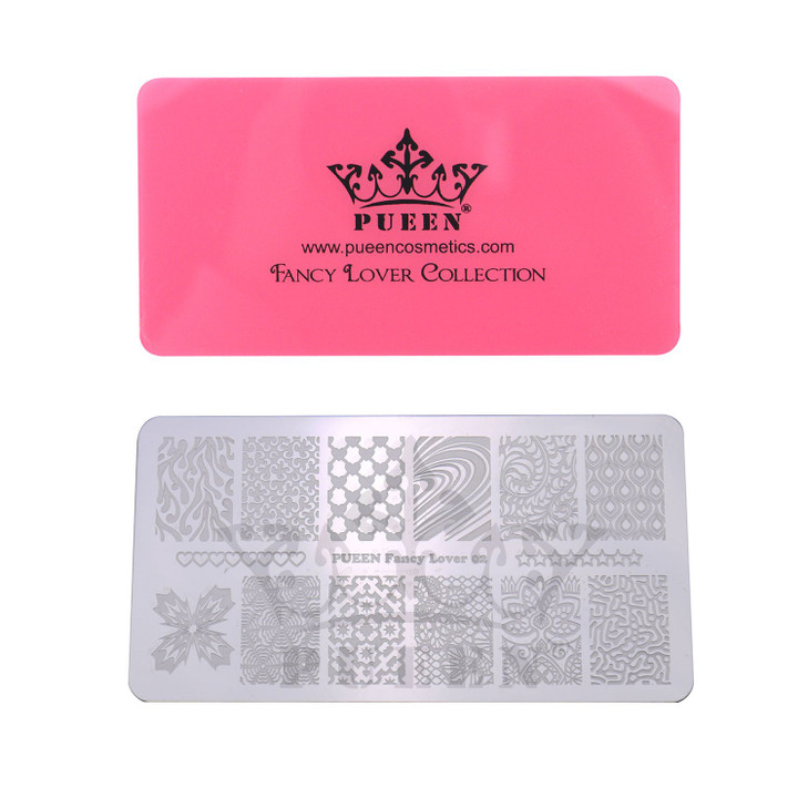 PUEEN Nail Art Stamping Plate - Fancy Lover 02-125x65mm Unique Nailart Polish Stamping Manicure Image Plates Accessories Kit BH000664