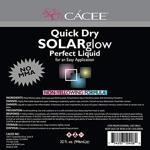 Cacee's Fast Setting Acrylic Nail Liquid Monomer, Acrylic Powder Compatible, Non-Yellowing Monomer Acrylic Nail Liquid, Quick Dry for Professional Ac