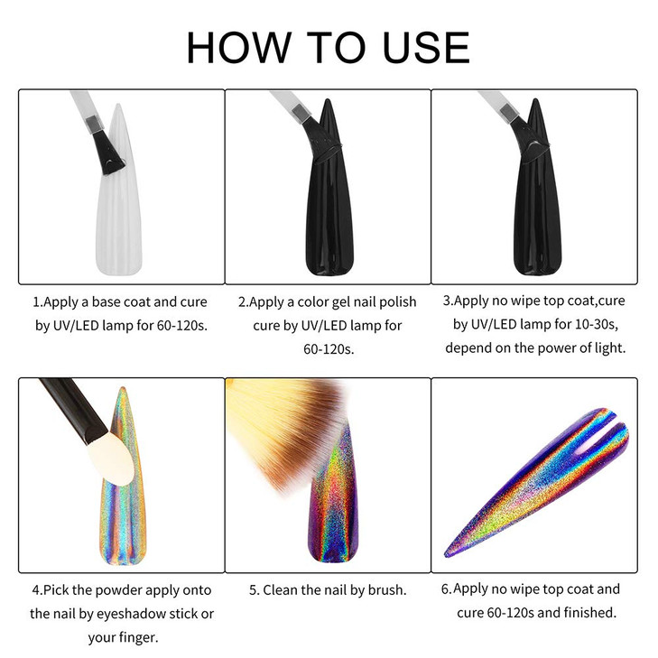 Artdone 20 Jars Chrome Nail Powder Set Metallic Mirror Effect Holographic Aurora Chameleon Pigment 1g/Jar for Nail Art Glitters Gel Polish Supply Mer