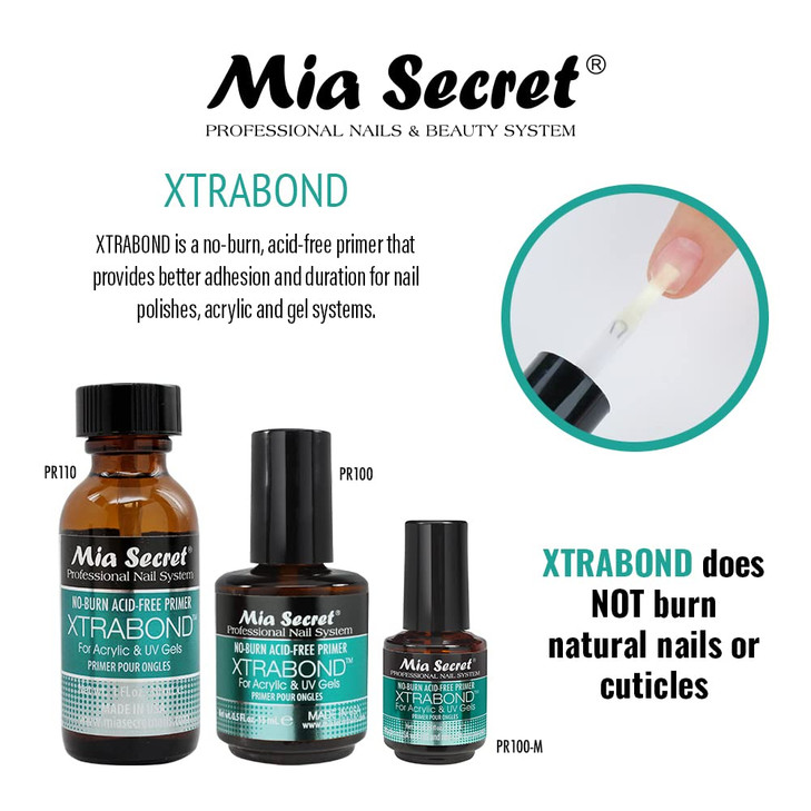 Mia Secret Professional Natural Nail Prep Dehydrate and Xtra Bond, Acid-Free Primer Set. Superior Bonding Primer for Acrylic Powder and Gel Nail Poli