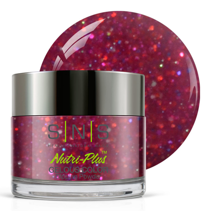 SNS Nail Dip Powder, Gelous Color Dipping Powder - Buddy The Elf (Wine/Burgundy, Glitter) - Long-Lasting Dip Nail Color Lasts up to 14 days - Low-Odo
