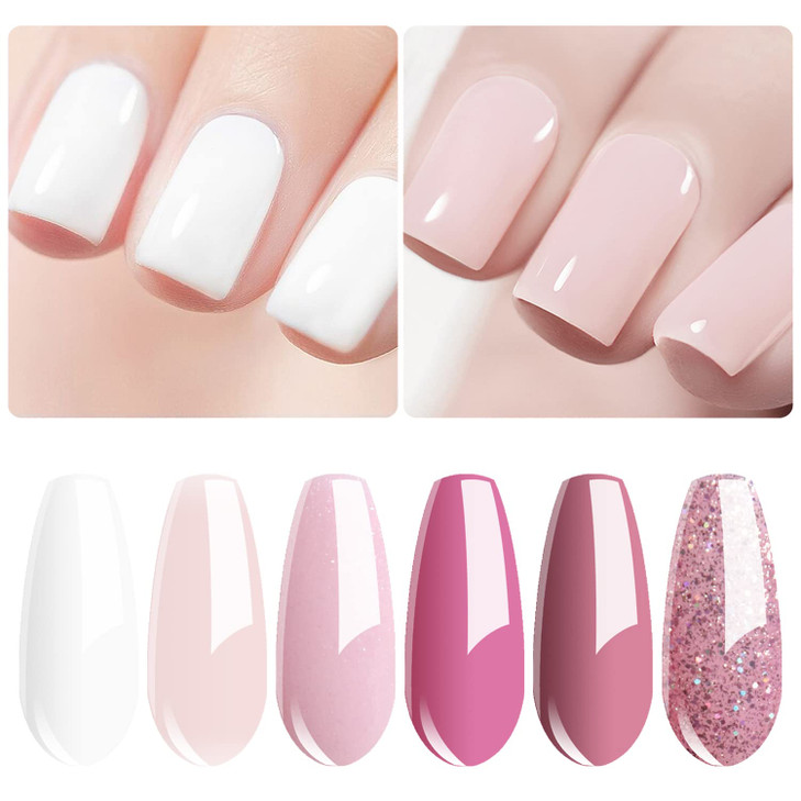 Vishine Gel Nail Polish Starter Kit with 48W SUNOne UV LED Nail Lamp Speed Dryer Manicure Tools 6 Pretty Colors Gel Polish Base and Top Coat #01