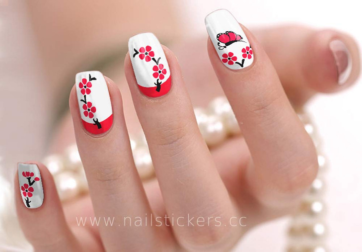 Nail Polish Art Strips 18 Wraps Decal DIY Manicure Pedicure Flower Design Pattern Wedding Bachelorette Prom Party