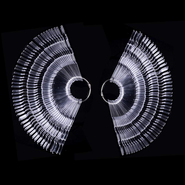GOGOONLY 300 Clear Tips Fan-shaped Nail Art Display Chart Acrylic False Tips Practice Tool - 300 Tips in Total - BH000896