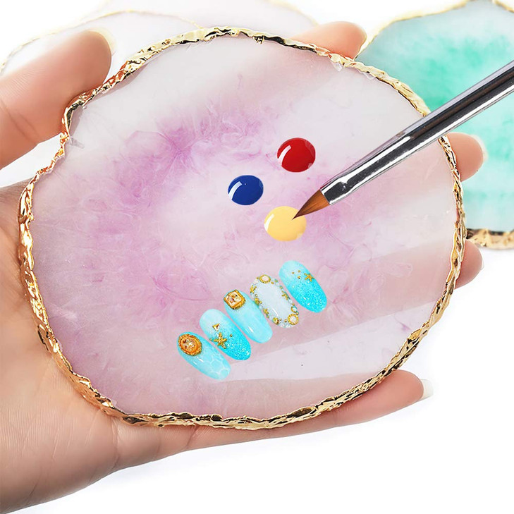 21 Pcs Nail Art Brushes Nail Art Tool Set Resin Palette Nail Art Painting Mixed Color 2 Way Acrylic Silicone Carving Pen Dotting Pen Tool Manicure Ki