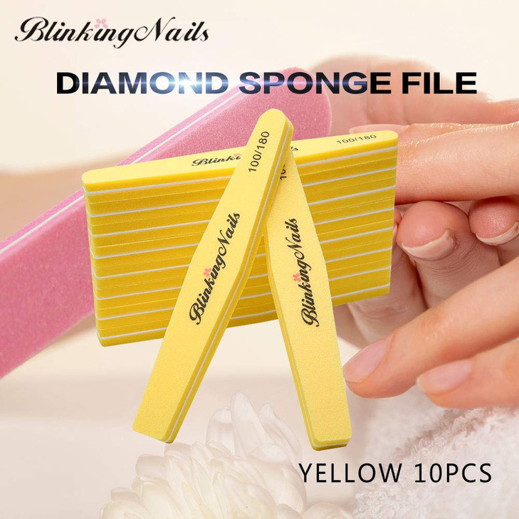 Nail Buffer for Nails 100/180 Grit Sponge,Yellow Nail File Bulk Nail Files and Buffers for Nail Art Care Double Sides Design Professional Manicure To