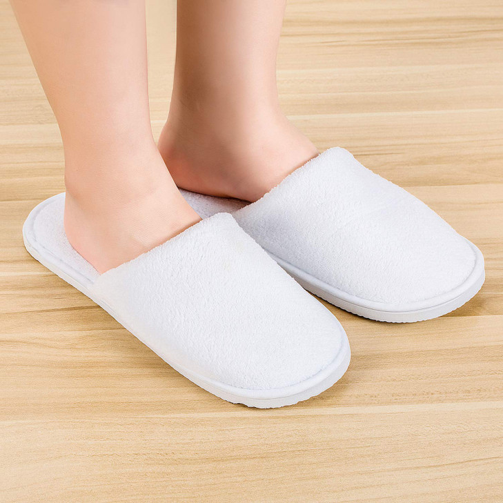 AhfuLife Spa Slippers 5 Pairs of Hotel Slippers, Disposable Closed-Toe Slippers for Guest, House Slippers Non-slip Unisex for Wedding, Party, Travel,