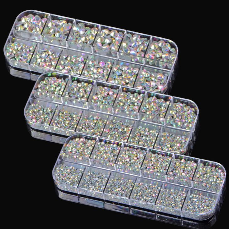 Massive Beads 6500pcs+ Flatback Glass Hotfix Iron On Rhinestones Crystal for DIY Making with 1 Tweezer & 1 Picking Pen for Shoes, Clothes, Face Art,