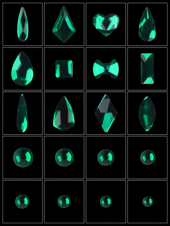 3100Pcs Green Rhinestones for Nail, EBANKU 12 Types of 600 Nail Diamonds +2500 Flat Rhinestones Kit Mixed Shape AB Nail Gems Jewels with Rhinestone P