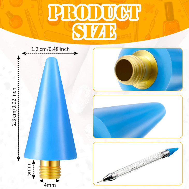 Blulu 16 Pcs Wax Head Tips Rhinestone Picker Tool Rhinestones Replacement Diamond Painting Tips for Nail Dotting Pen to Pick up Nail Gem Jewelry, Wax