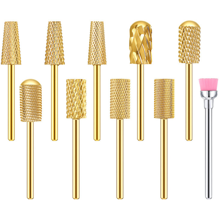 Honoson 10 Pcs Nail Drill Bits Set, 3/32 Inch Cuticle Tungsten Carbide Bit for Nail Drill Nails, File Remove Acrylic Gel Polish Manicure Pedicure Too