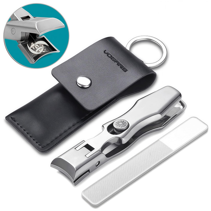 VOGARB Nail Clippers for Men Thick Nails Large Wide Jaw Opening Toenails Clippers for Seniors Long Handle Heavy Duty Portable Ultra Sharp Fingernail